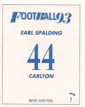 1993 Select AFL Stickers #44 Earl Spalding Back